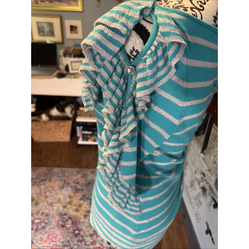 Belldini‎ Los Angeles Boutique NWT Teal And Silver  Sweater Sz Small. Mermaid. - Picture 8 of 12